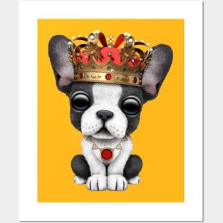 Cute French Bulldog Puppy Wearing Crown Posters and Art